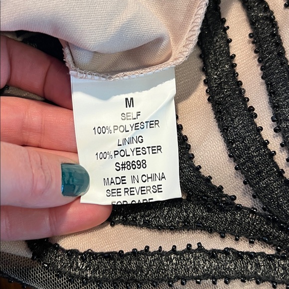NWOT Fashion Nova - Cream Black Beaded Dress - Size Med - Picture 6 of 10